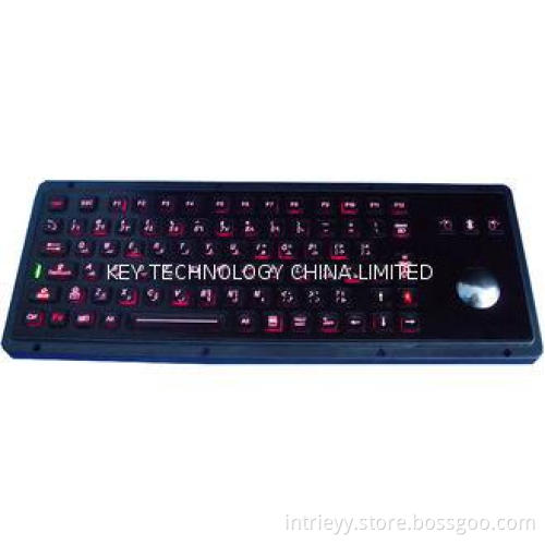 black panel mounting illuminated USB keyboard with trackbal